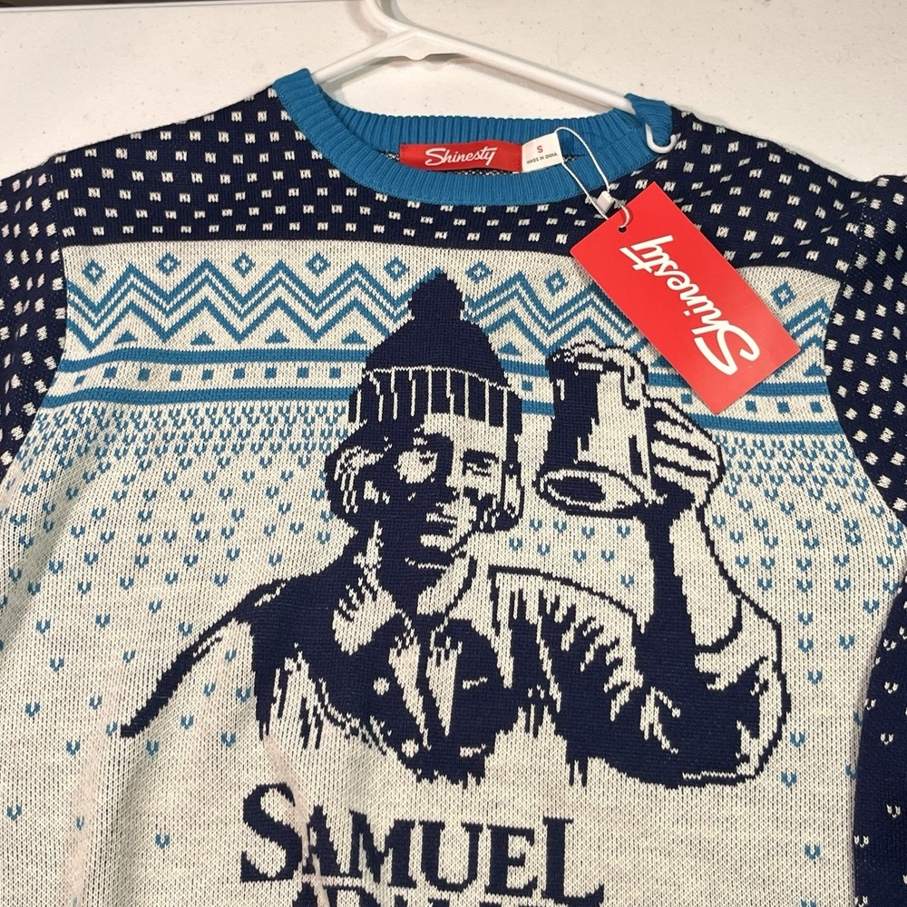 SAMUEL ADAMS multi Ugly Christmas tight knit pullover Sweater-Shinesty Small NWT